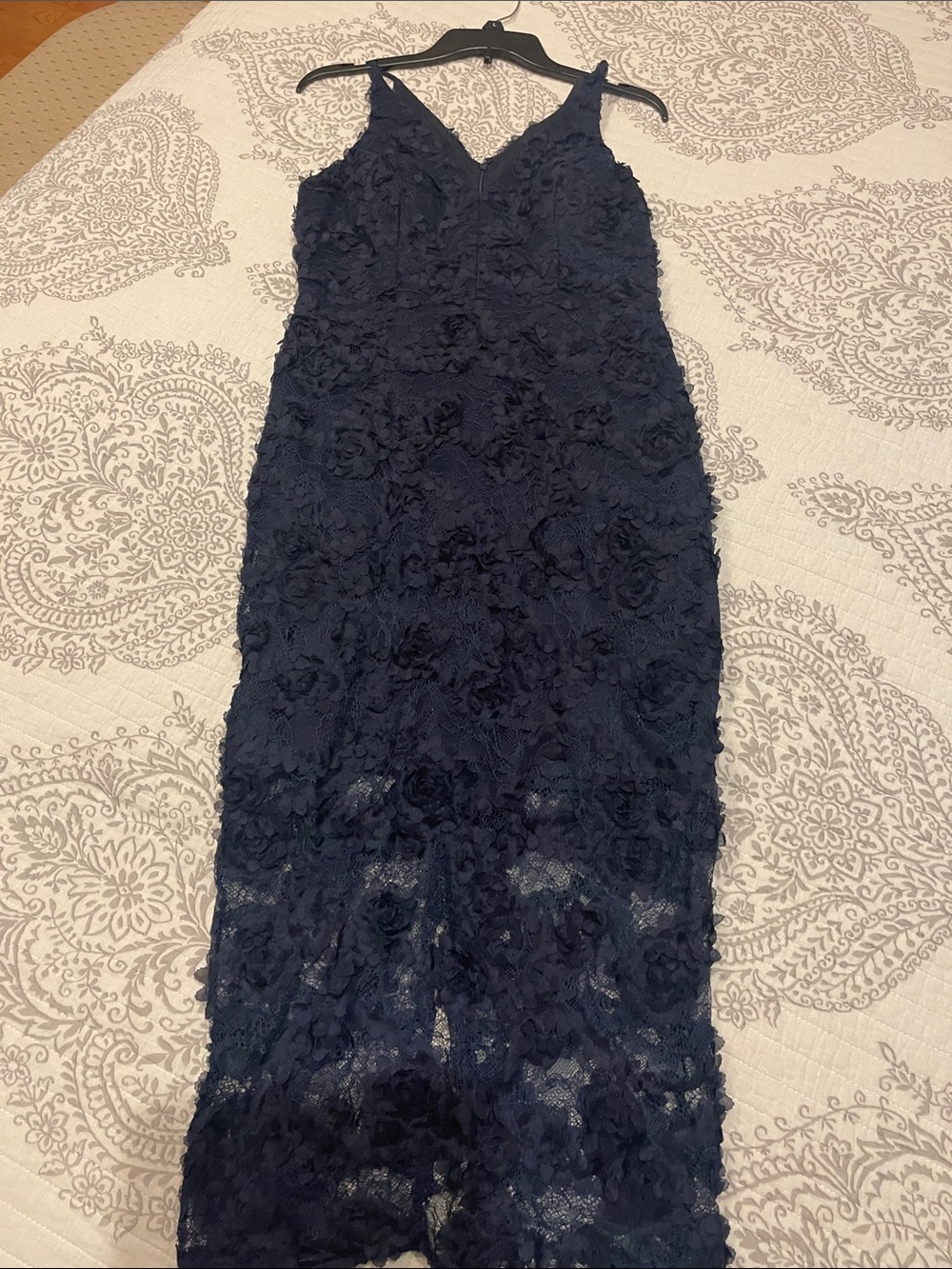 Xscape Navy Lace Midi Dress